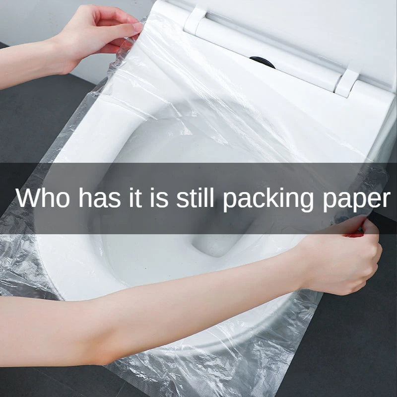 10/50PCS Biodegradable Disposable Plastic Toilet Seat Cover Portable Safety Travel Bathroom Toilet Paper Pad Bathroom Accessory