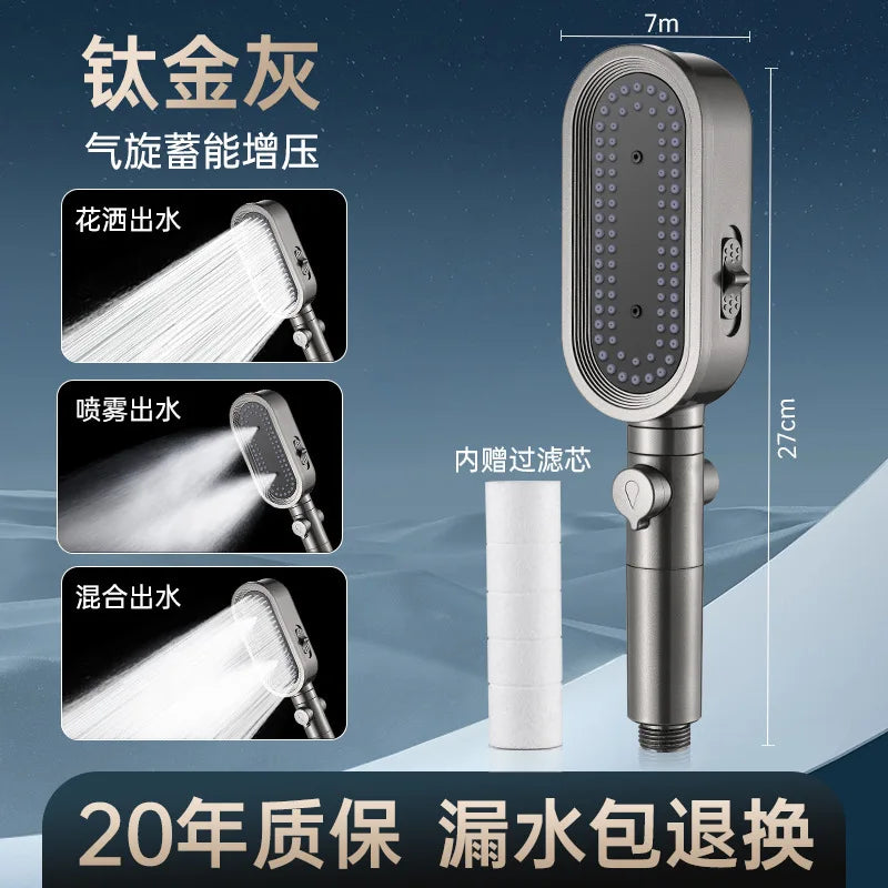 3 Modes High Pressure Shower Head Filter Handheld Adjustable Button Water Saving Large Flow Spray Nozzle Bathroom Accessories