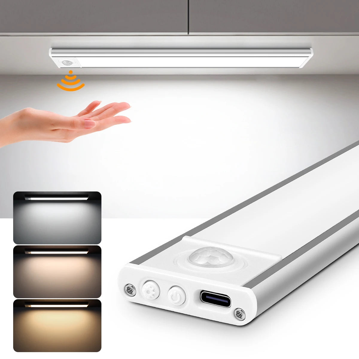 50CM 30CM LED Motion Sensor Bar Lamp USB Rechargeable Night Sensor Light CCT Dimmable Infrared Detector Wardrobe Cabinet Light