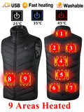 9 Heated Vest Zones Electric Heated Jackets Men Women Sportswear Heated Vest Bodywarmer Usb Inner Heat Vest Veste for Camping