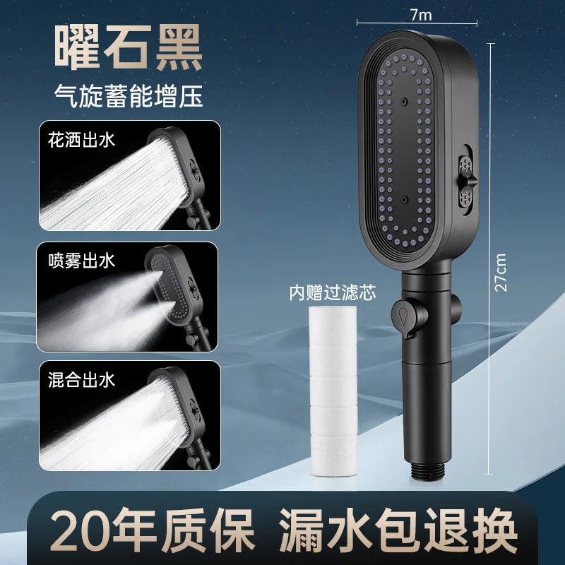 3 Modes High Pressure Shower Head Filter Handheld Adjustable Button Water Saving Large Flow Spray Nozzle Bathroom Accessories