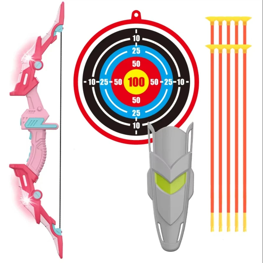 Kids Archery Set with LED Light up Bow & Arrow Target & Shield Hunting Shooting Toy for Boys Girls Summer Outdoor Sports Game 6+