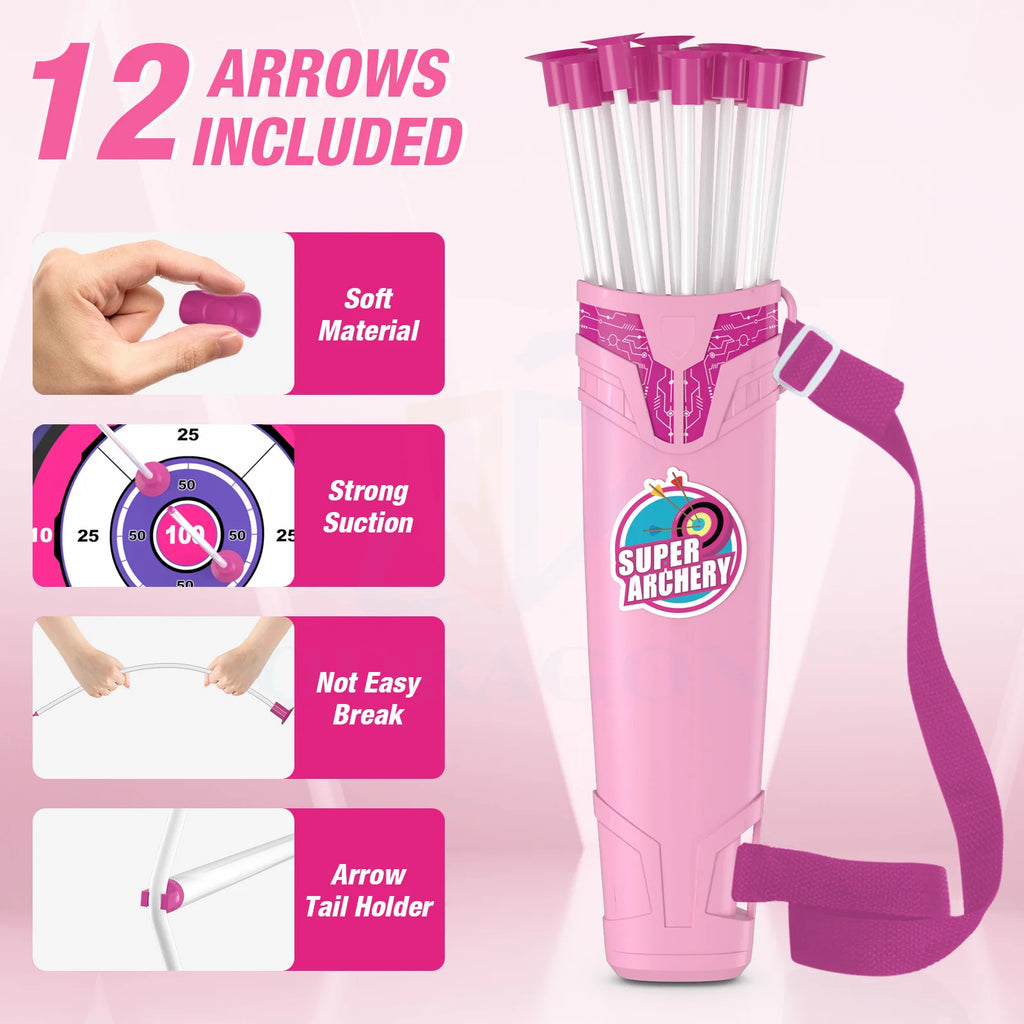 Kids Bow and Arrow Set, LED Light up Archery Toys Set for Kids Ages 4-8 8-12, with Suction Cup Arrows, Target & Quiver, Boy Girl