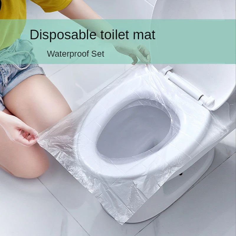 10/50PCS Biodegradable Disposable Plastic Toilet Seat Cover Portable Safety Travel Bathroom Toilet Paper Pad Bathroom Accessory