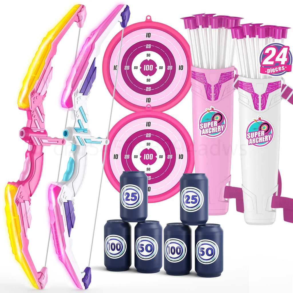 Kids Bow and Arrow Set, LED Light up Archery Toys Set for Kids Ages 4-8 8-12, with Suction Cup Arrows, Target & Quiver, Boy Girl