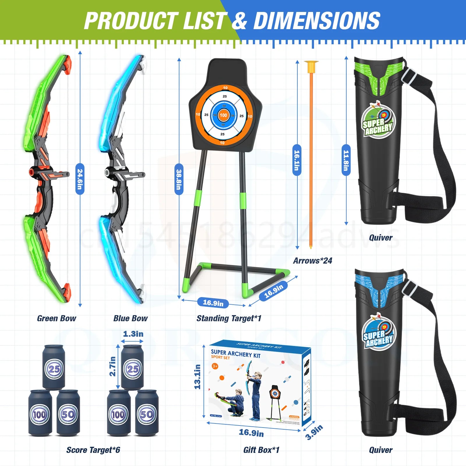 Kids Bow and Arrow Set, LED Light up Archery Toys Set for Kids Ages 4-8 8-12, with Suction Cup Arrows, Target & Quiver, Boy Girl