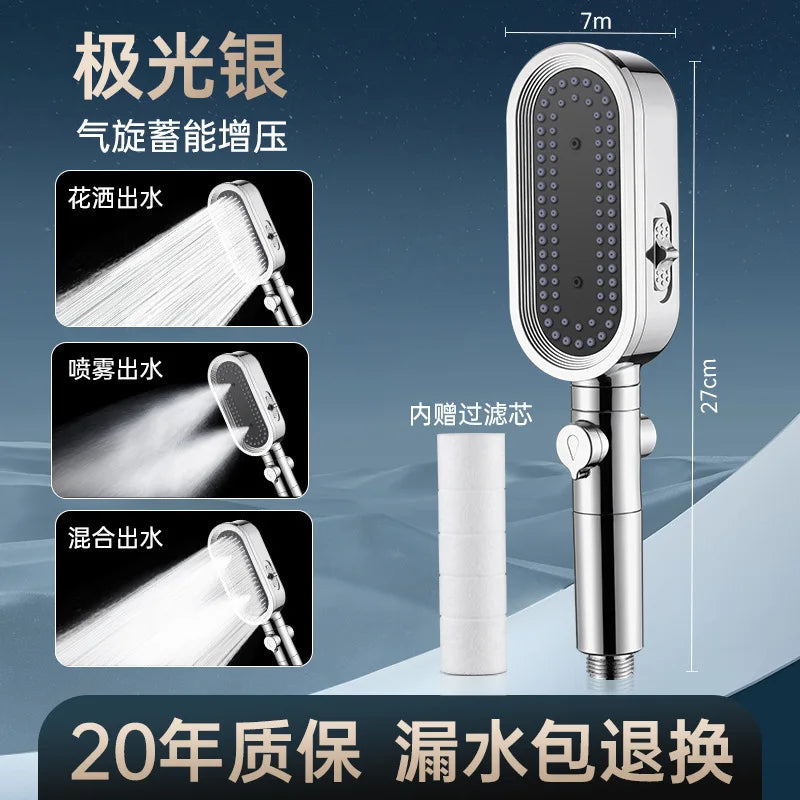 3 Modes High Pressure Shower Head Filter Handheld Adjustable Button Water Saving Large Flow Spray Nozzle Bathroom Accessories