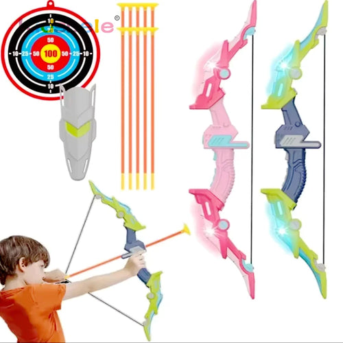 Kids Archery Set with LED Light up Bow & Arrow Target & Shield Hunting Shooting Toy for Boys Girls Summer Outdoor Sports Game 6+