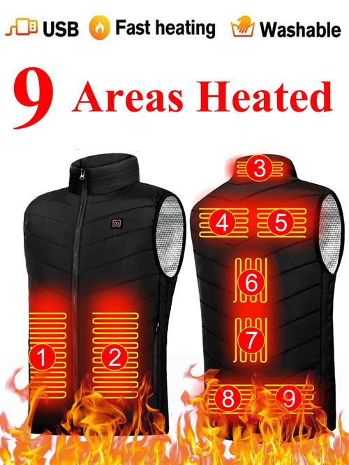 9 Heated Vest Zones Electric Heated Jackets Men Women Sportswear Heated Vest Bodywarmer Usb Inner Heat Vest Veste for Camping