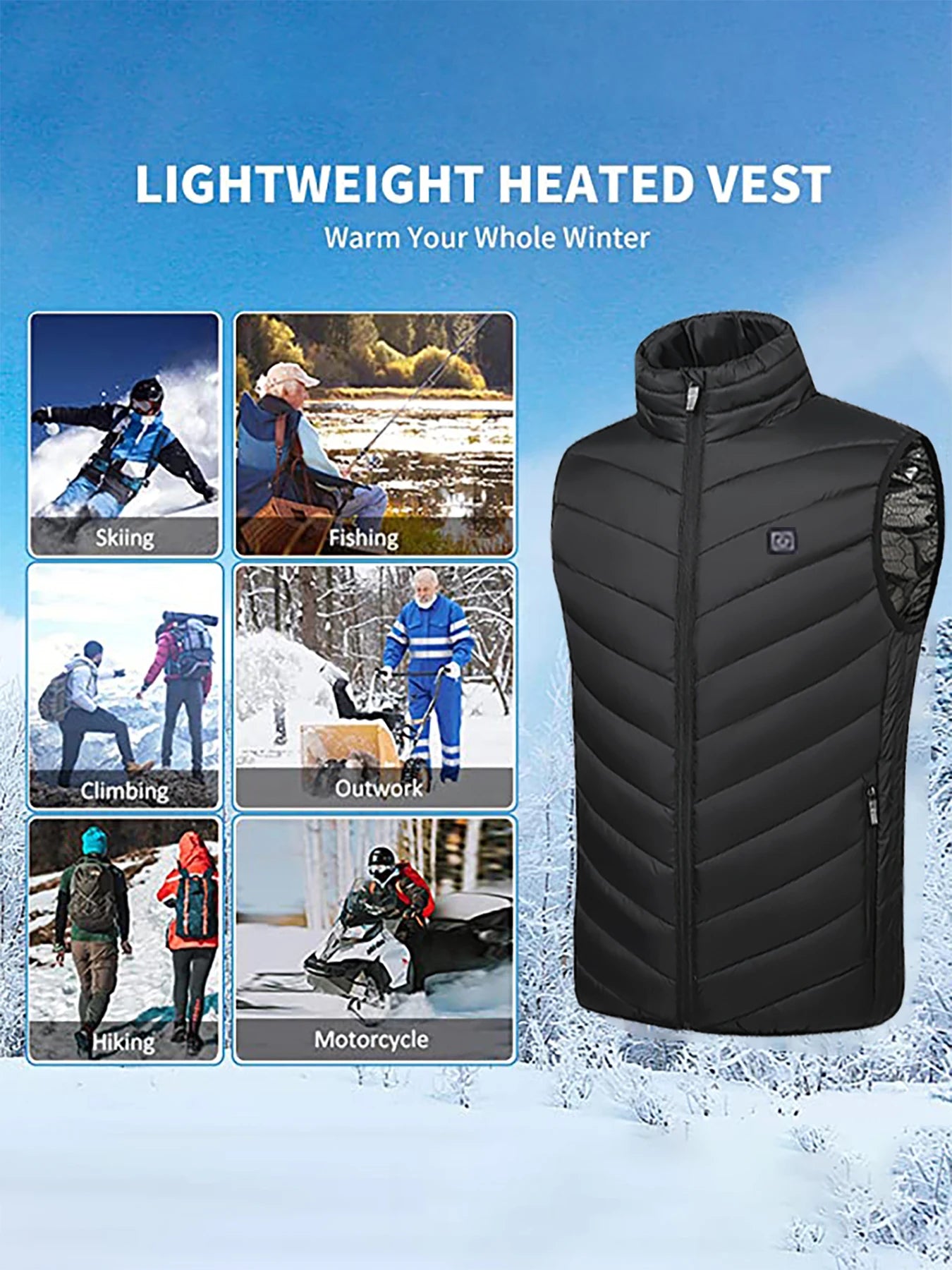 9 Heated Vest Zones Electric Heated Jackets Men Women Sportswear Heated Vest Bodywarmer Usb Inner Heat Vest Veste for Camping