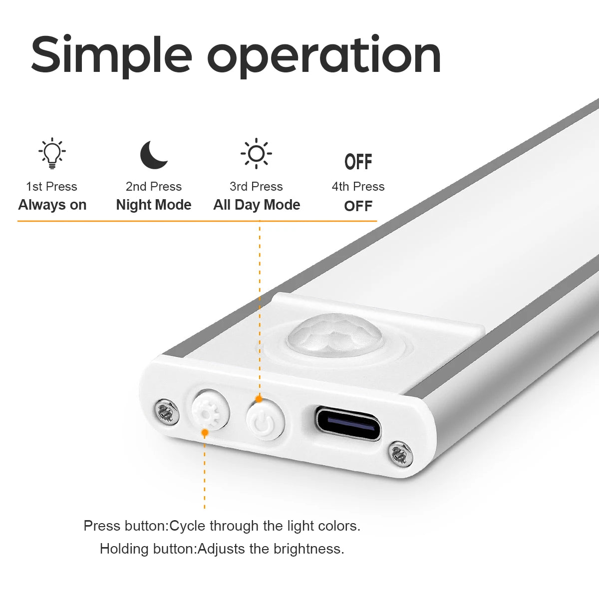 50CM 30CM LED Motion Sensor Bar Lamp USB Rechargeable Night Sensor Light CCT Dimmable Infrared Detector Wardrobe Cabinet Light