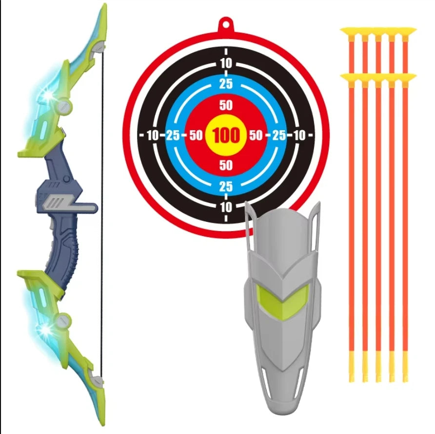 Kids Archery Set with LED Light up Bow & Arrow Target & Shield Hunting Shooting Toy for Boys Girls Summer Outdoor Sports Game 6+